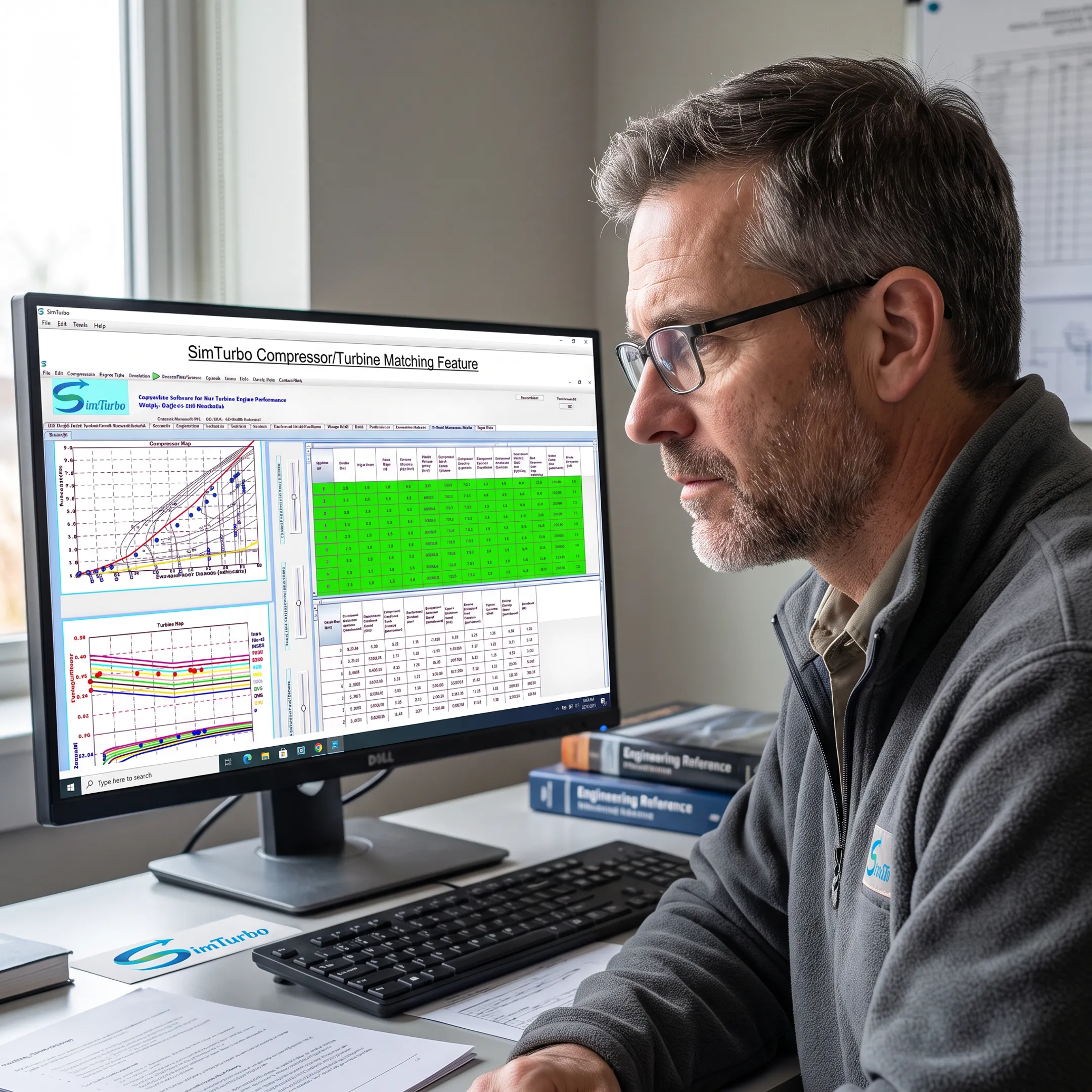 Gas turbine simulation model on an engineering workstation