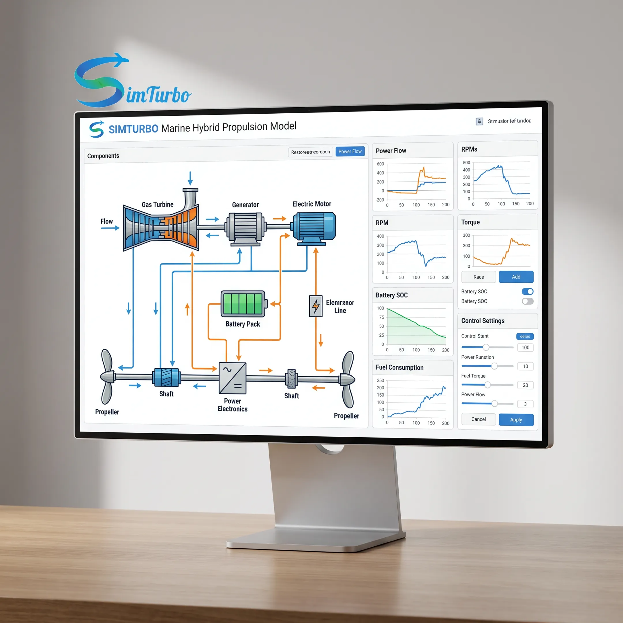 Hybrid marine propulsion system simulation interface