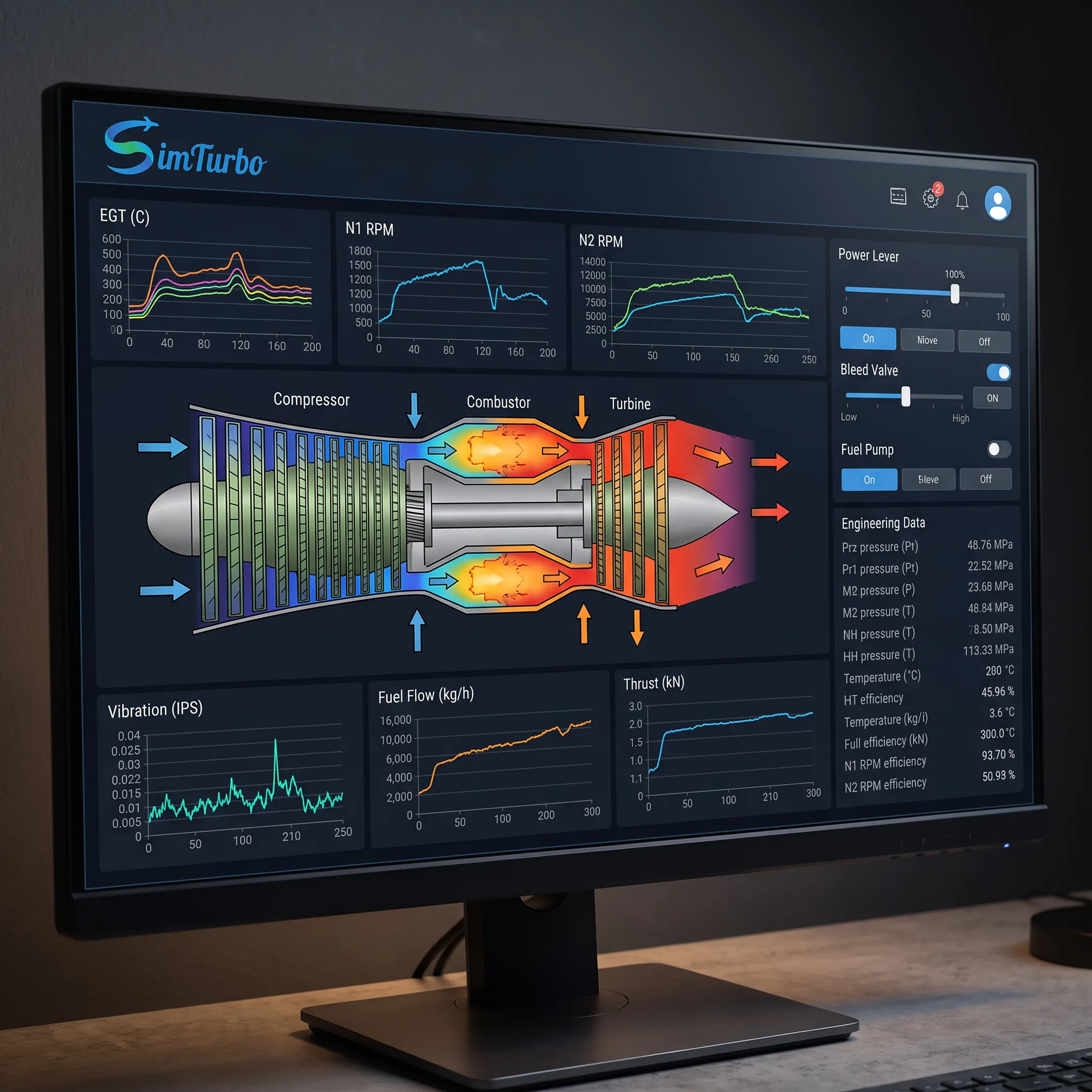 Gas turbine performance simulation dashboard