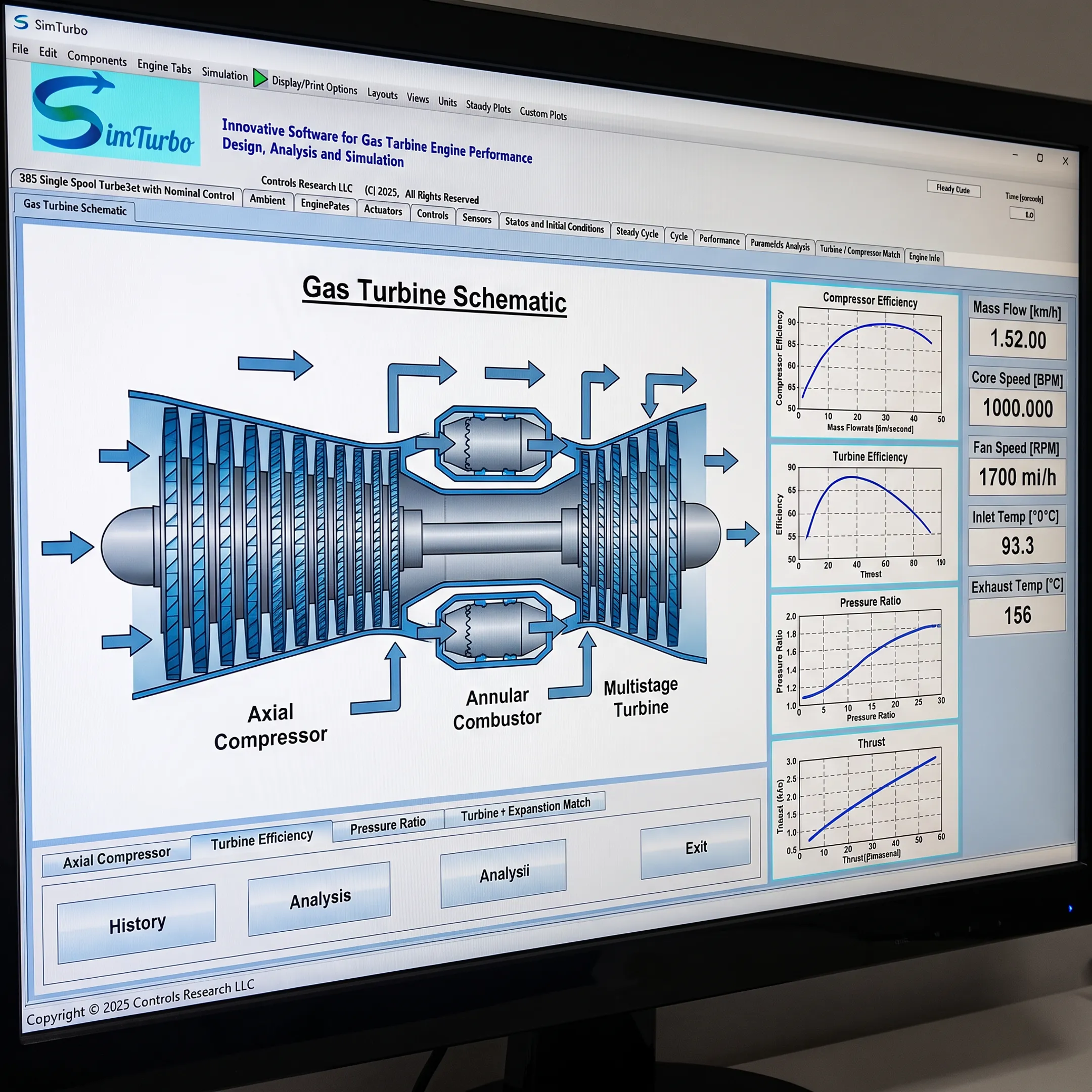 Engineer reviewing a gas turbine simulation model