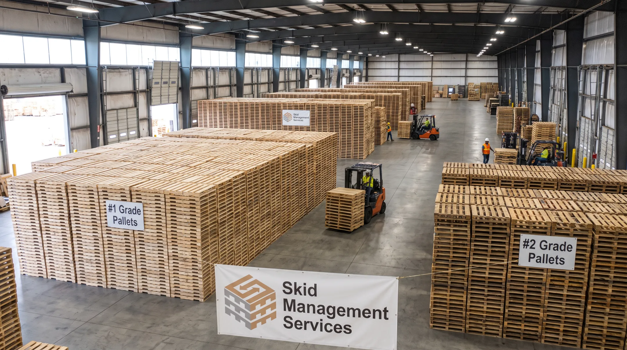 Skid Management Services pallet inventory warehouse with organized stock