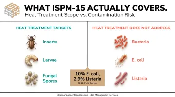 Heat treatment pest control scope versus pallet bacterial contamination risk comparison