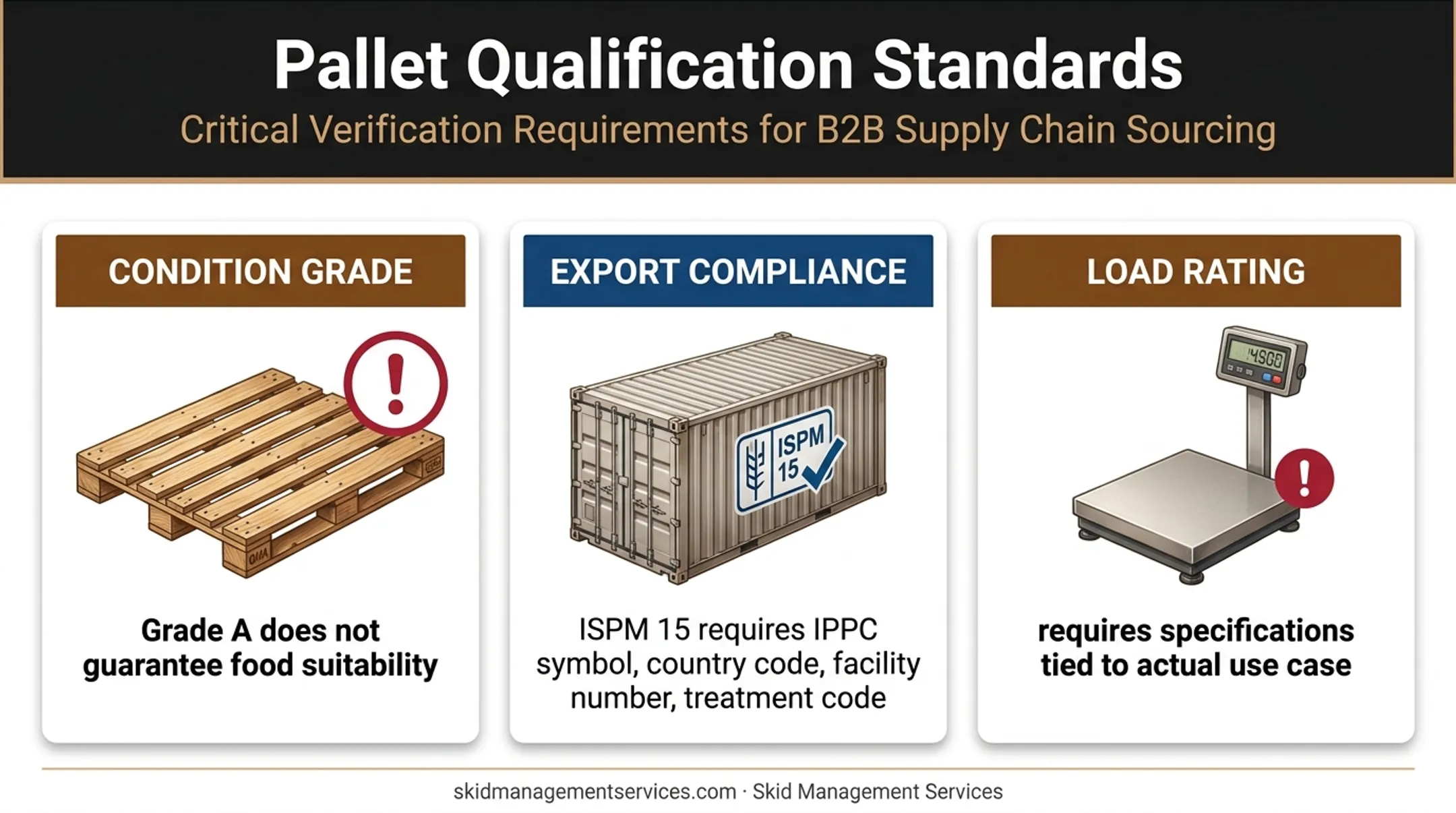 Grade A pallet qualifications versus separate compliance requirements