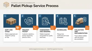 5-step pallet pickup process flow from sorting to documentation
