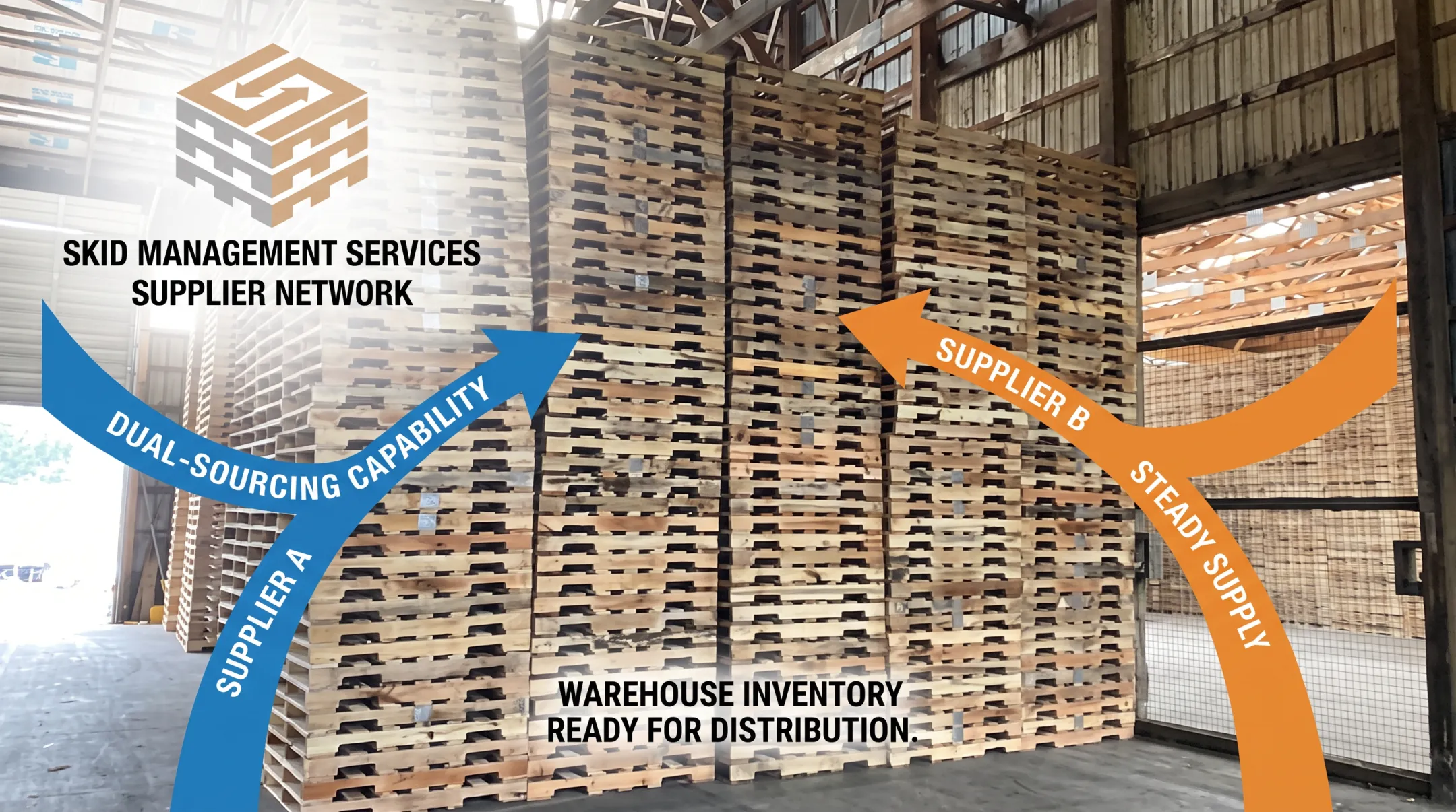 Skid Management Services dual-sourcing pallet inventory and supplier network