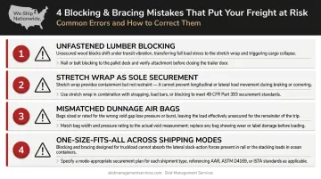 Four most common pallet blocking and bracing mistakes causing cargo damage in transit