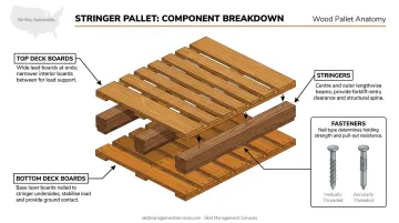 Stringer pallet anatomy four core components diagram with fastener types