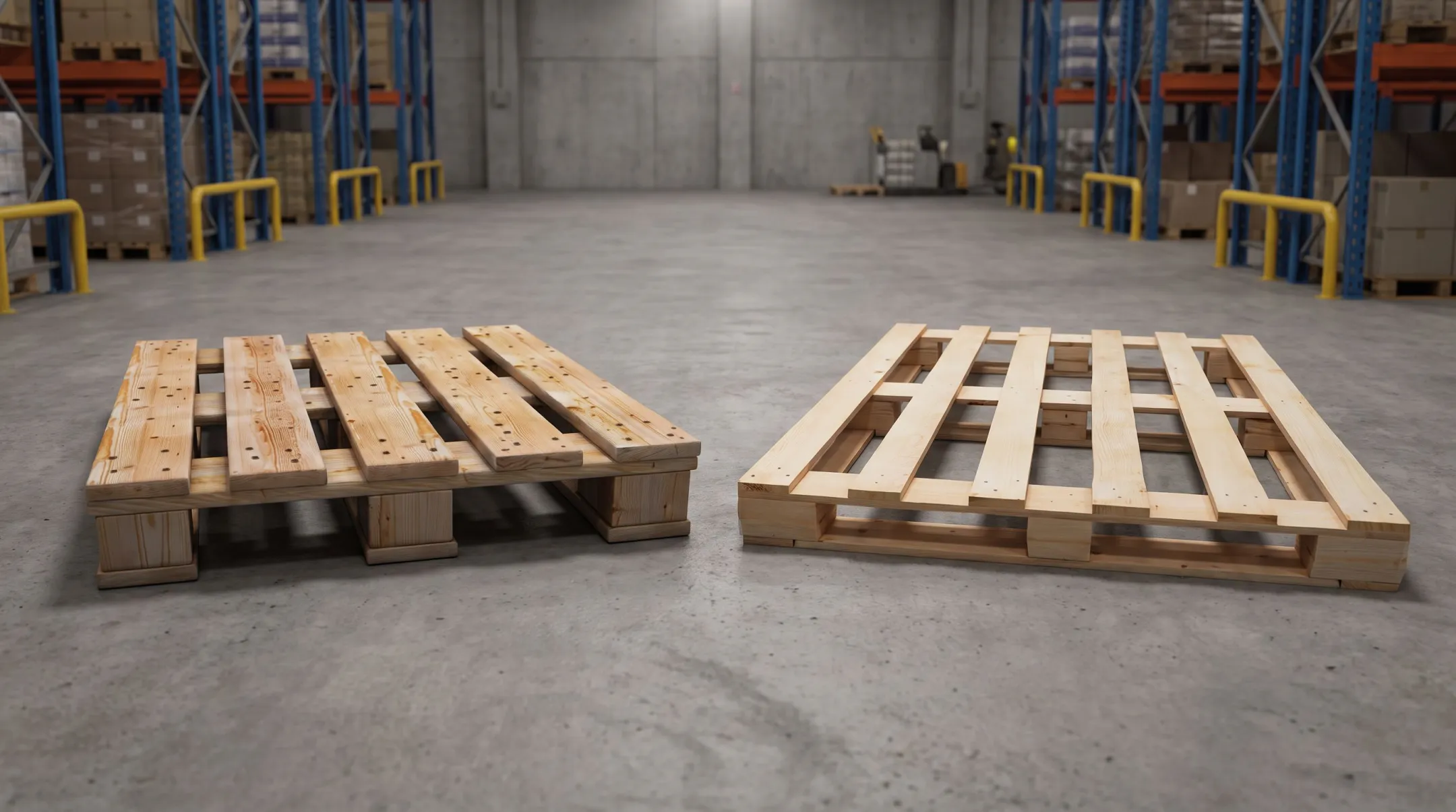 Stringer versus block pallet construction side-by-side comparison