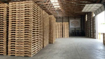 Stamped export pallets stacked and ready for international shipment