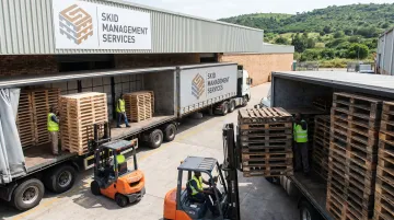 SMS closed-loop pallet management program showing delivery and pickup service in operation