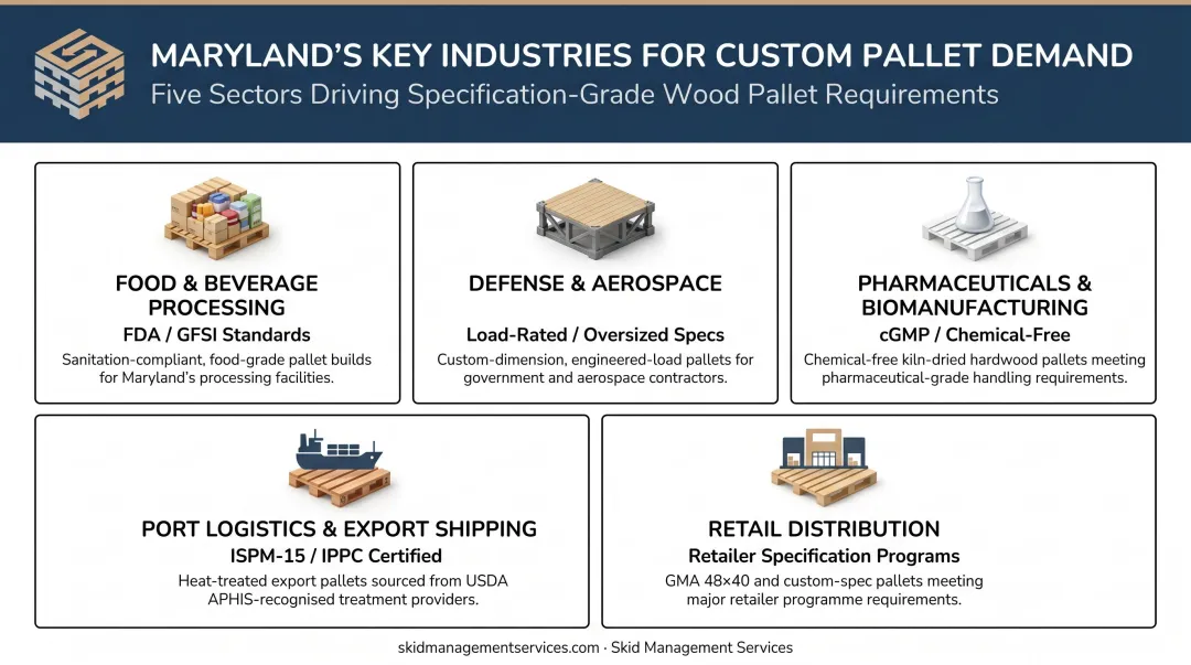 Five Maryland industries driving custom pallet demand with compliance requirements