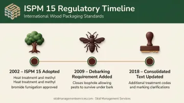 ISPM 15 regulatory history timeline from 2002 adoption to 2018 update