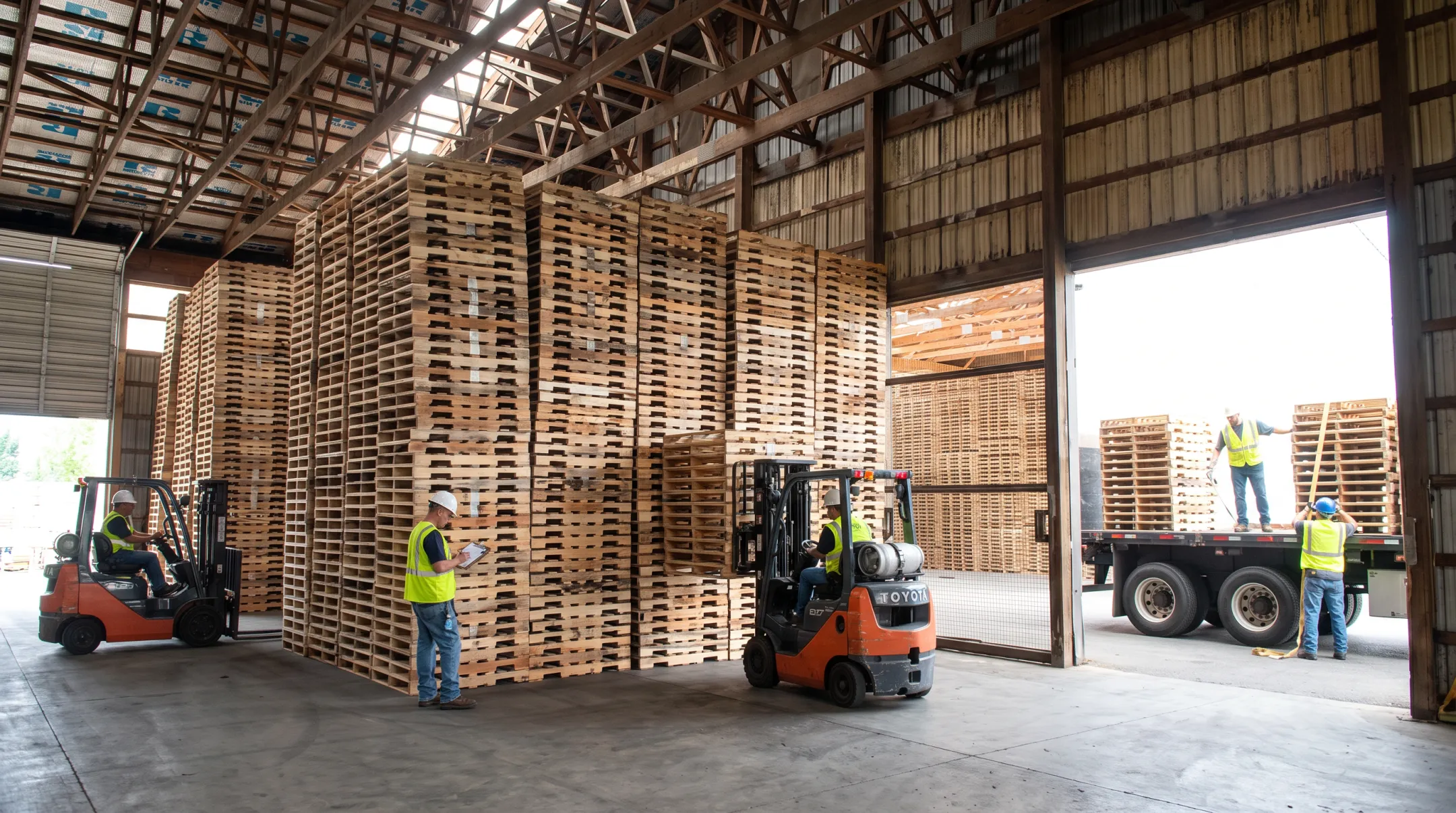 Company pallet inventory and supplier network supporting reliable Grade A supply