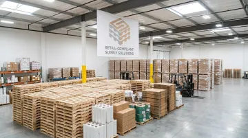 Warehouse pallets and packaging materials supplied for retail vendor compliance