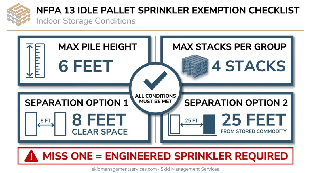 NFPA 13 indoor idle pallet height and spacing limit thresholds