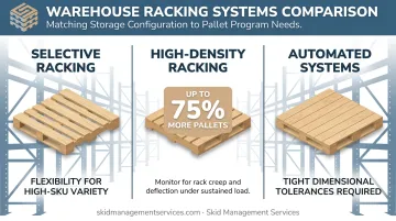 Selective versus high-density versus automated racking pallet spec comparison