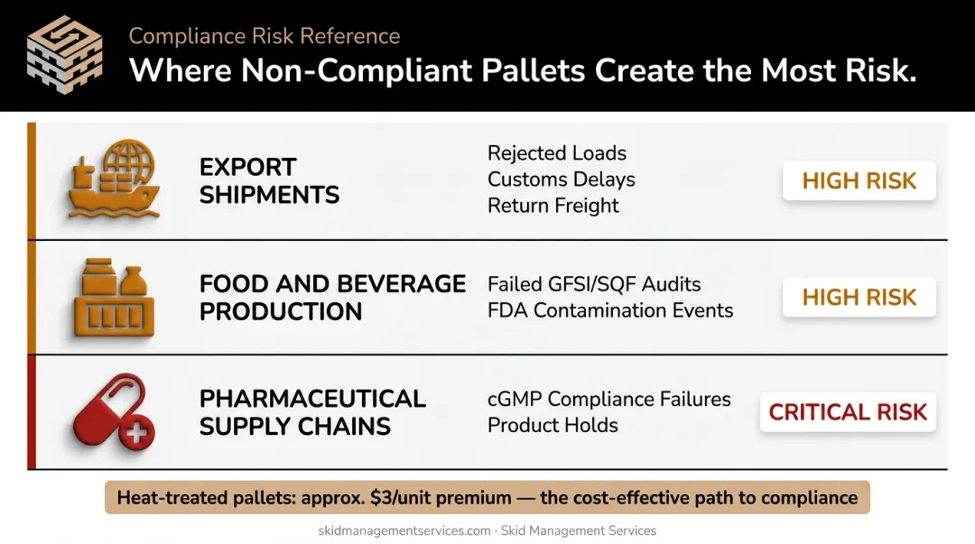 Pallet compliance risk areas for export food and pharmaceutical supply chains