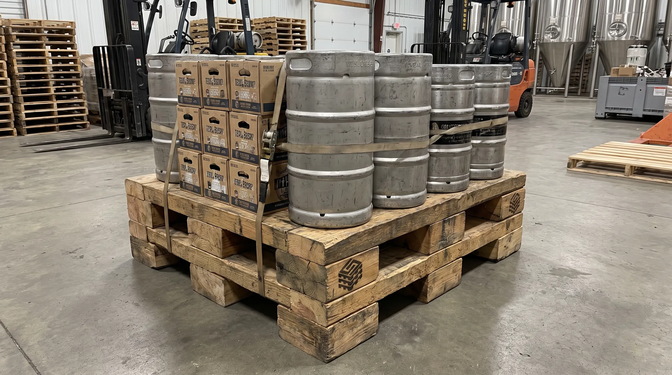 Custom beverage pallet with solid-top deck for beer shipping