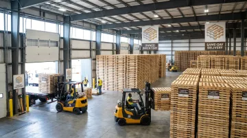 Warehouse pallet inventory ready for same-day CPG delivery