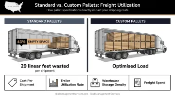 Custom versus standard pallet truckload space utilization comparison infographic