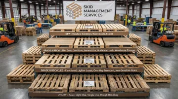 Pallet grade comparison table showing new grade A grade B and utility options