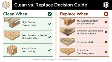 Clean versus replace wood pallets decision comparison chart