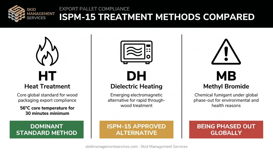 ISPM-15 approved pallet treatment methods comparison chart HT DH MB status