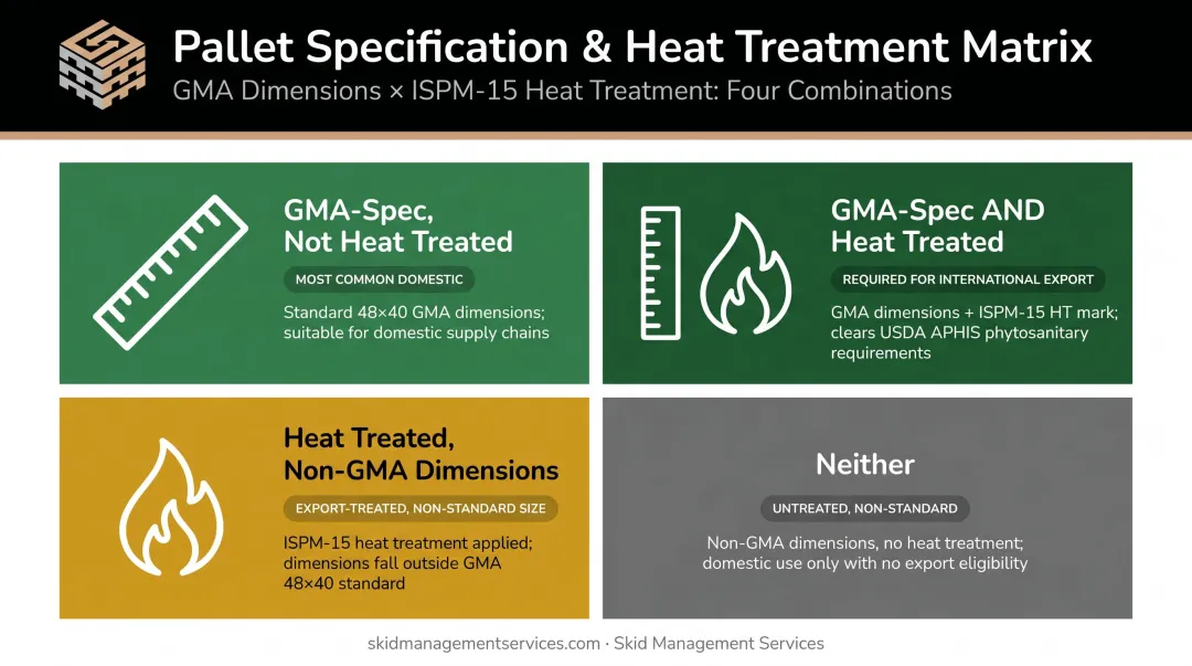 Four combinations of GMA spec and heat treatment status comparison matrix