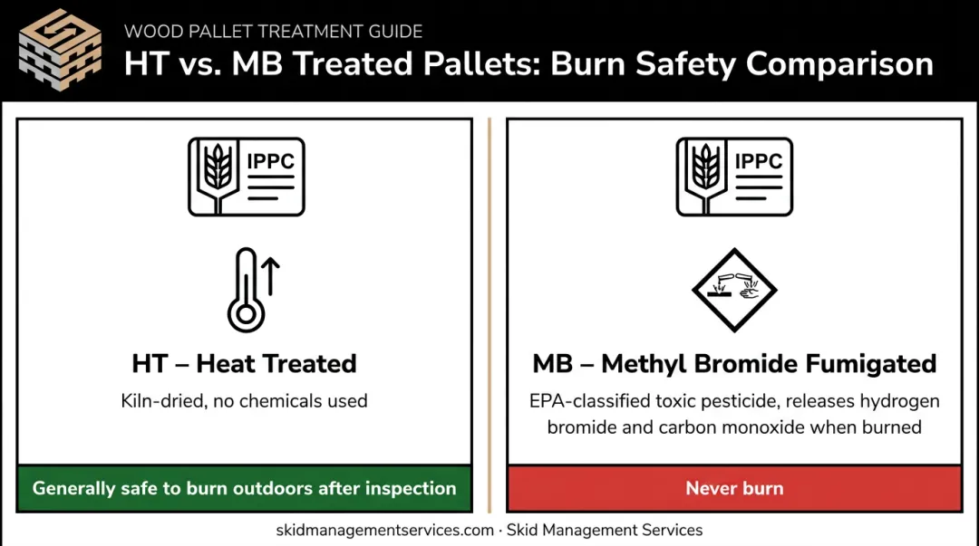 HT versus MB pallet stamp burning safety risk comparison