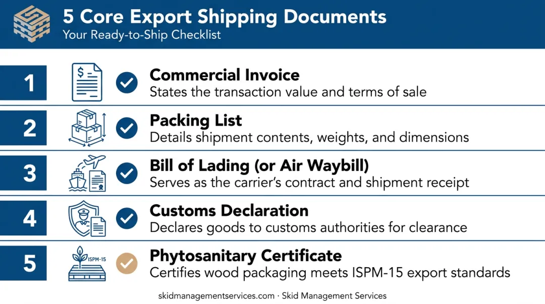 Five core international shipping documents checklist for pallet exports