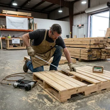 Custom pallet being measured in a warehouse