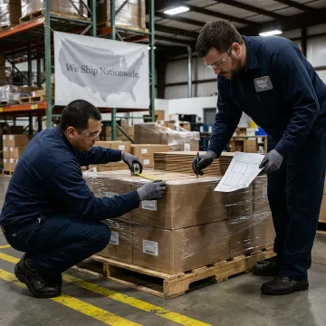 Team reviewing pallet design specifications
