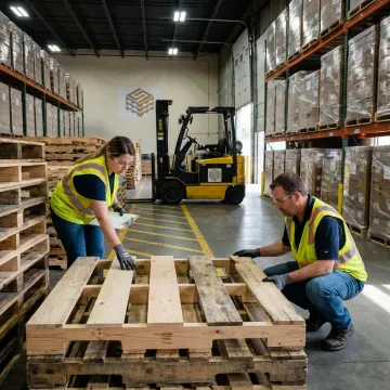 warehouse team inspecting custom pallets