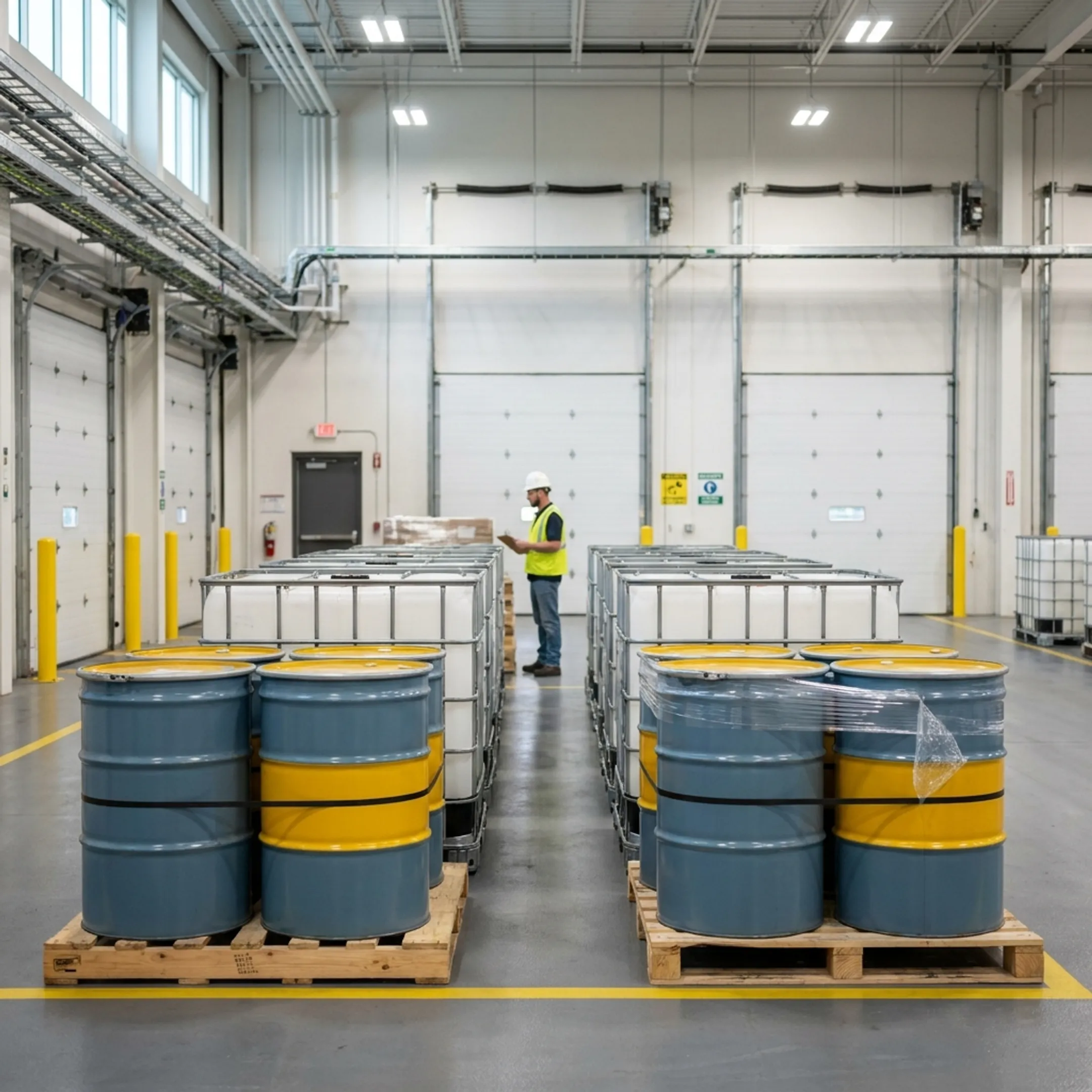 Chemical manufacturing pallet handling