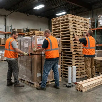 Custom pallets prepared for freight shipping