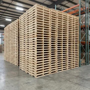 New pallets staged for warehouse distribution