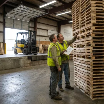 Warehouse team reviewing custom pallet specifications