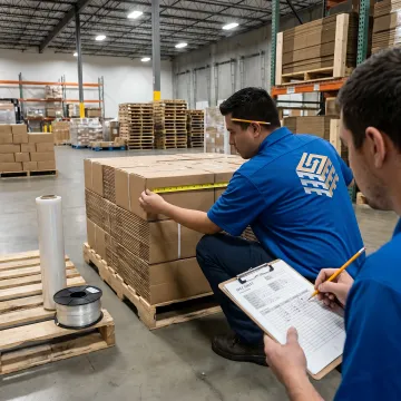 Team reviewing pallet design specifications