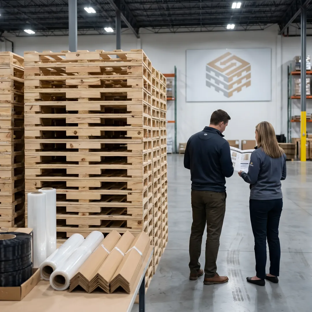 Custom wood pallet design for warehouse shipping