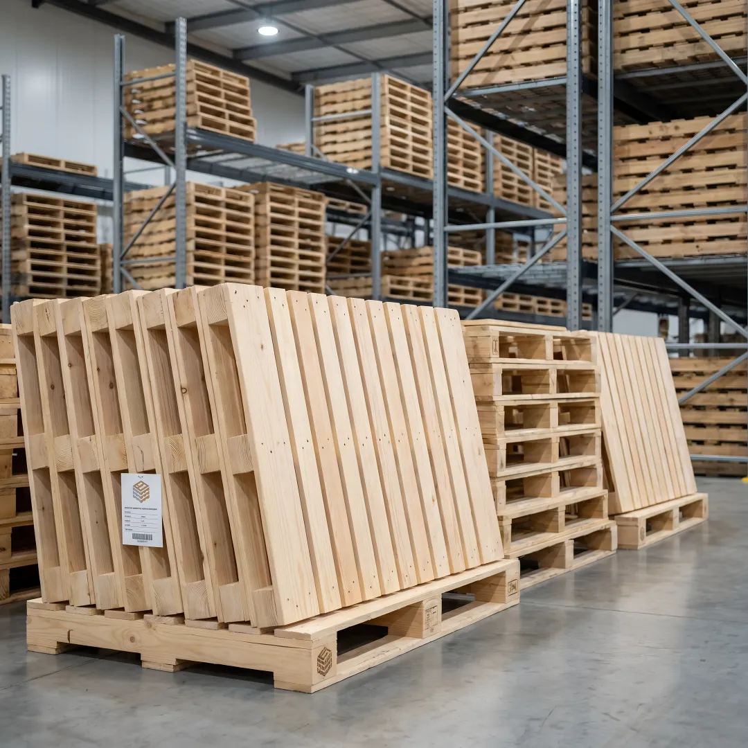 New pallets staged for warehouse distribution