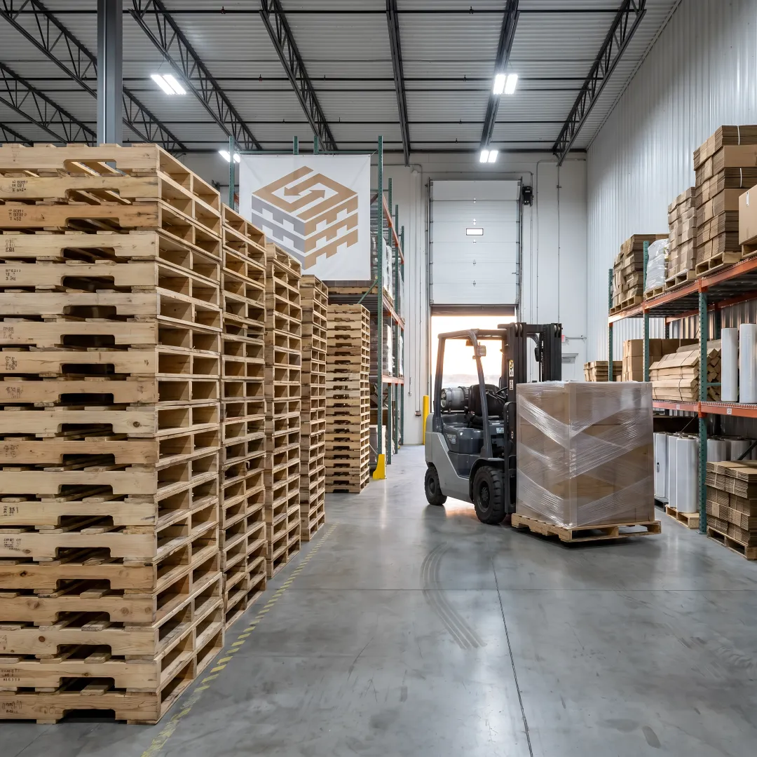 Bulk pallet inventory prepared for shipment