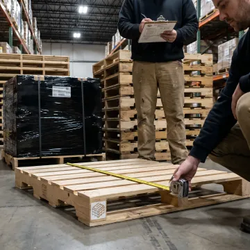 Warehouse team reviewing custom pallet specifications