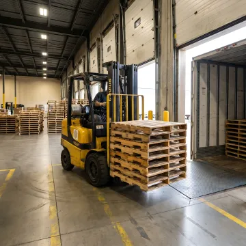 Pallet pickup process at an industrial facility