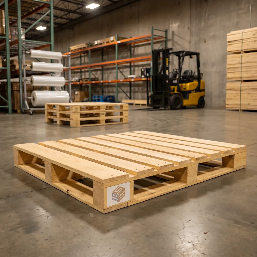 Custom wood pallets prepared for warehouse shipping