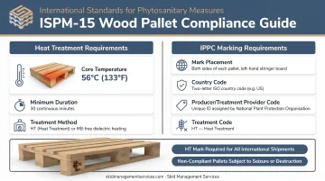 ISPM-15 wood pallet compliance requirements heat treatment and IPPC marking standards