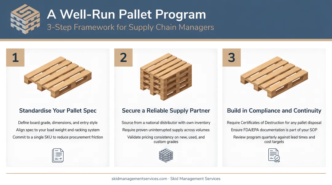 Three-step well-run wooden pallet program framework for supply chain managers