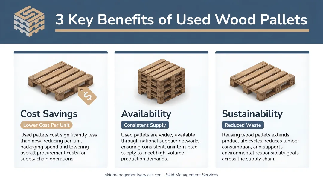 Three key benefits of used wood pallets cost savings availability and sustainability