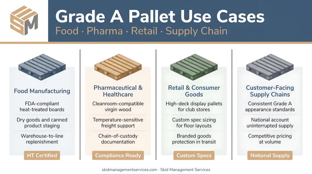 Grade A pallet use cases across food pharma retail and customer-facing supply chains