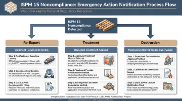 ISPM 15 noncompliance three-outcome Emergency Action Notification process flow