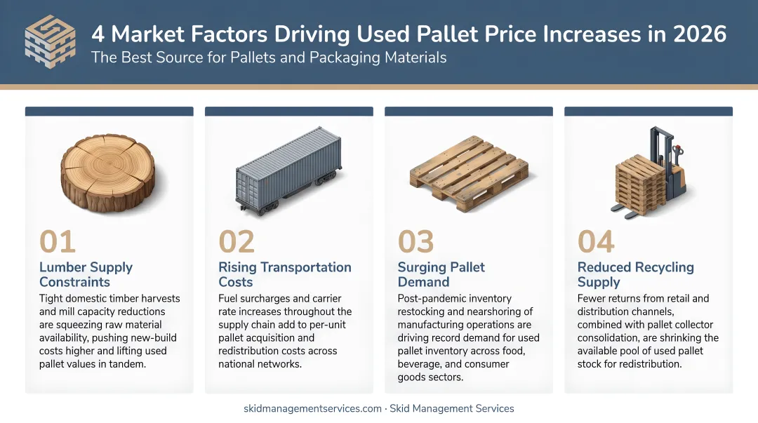 Four key market factors driving used wooden pallet price increases in 2026